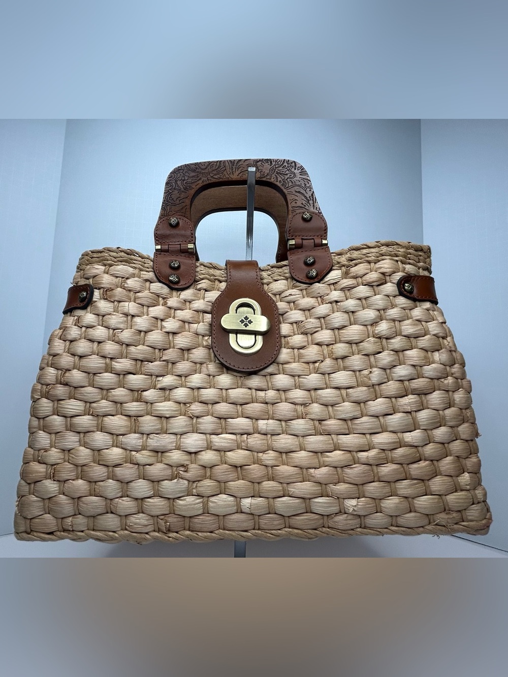 Patricia Nash Valpiana Straw Handle Satchel Bag - Picture 10 of 11